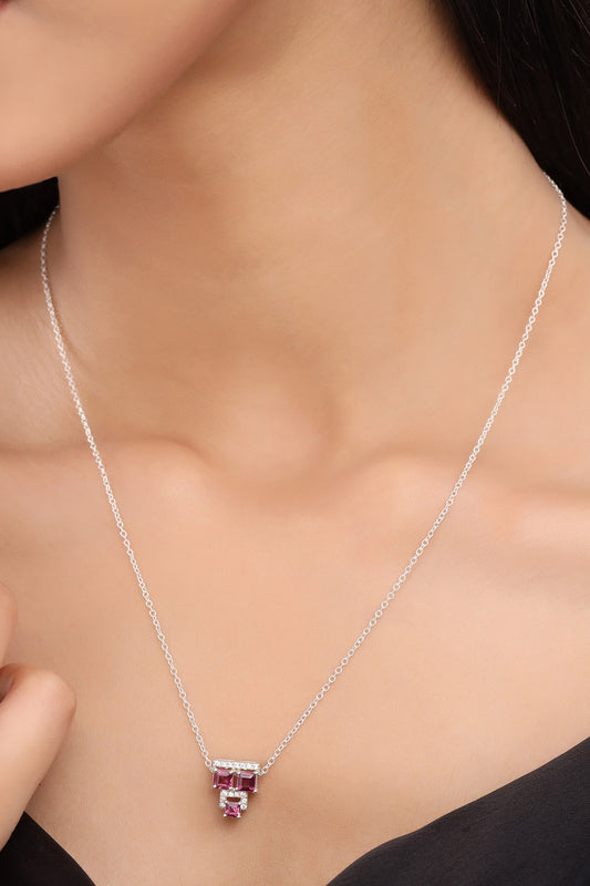 Contemporary Garnet Moissanite Pendant Necklace 