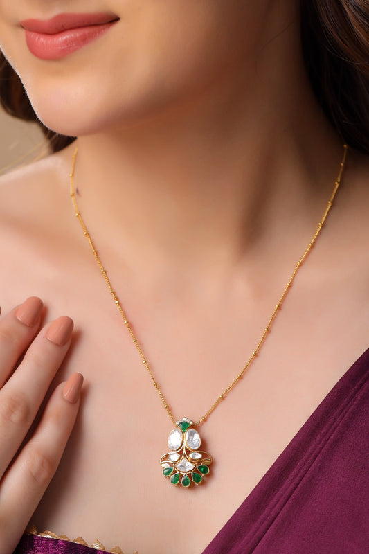 Gold Moissanite Pendant Necklace 