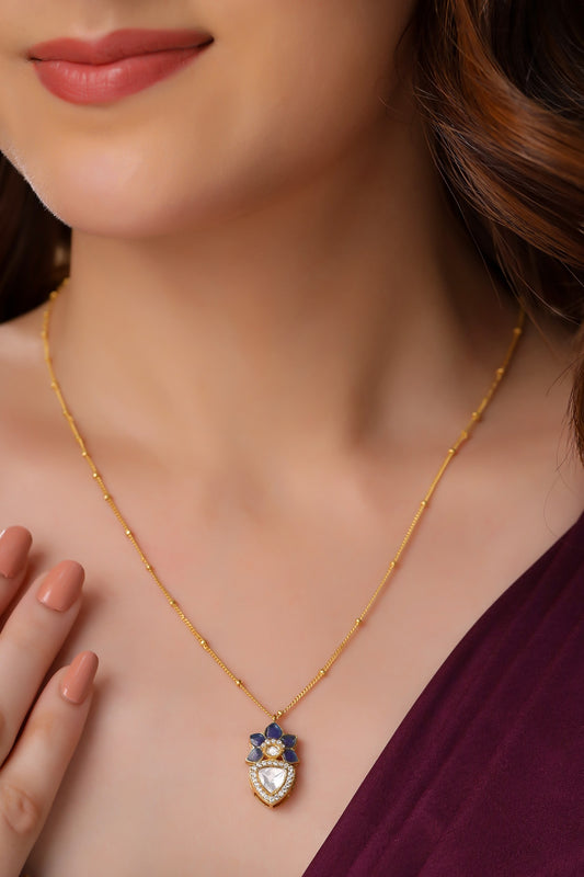 Gold Moissanite Pendant Necklace 