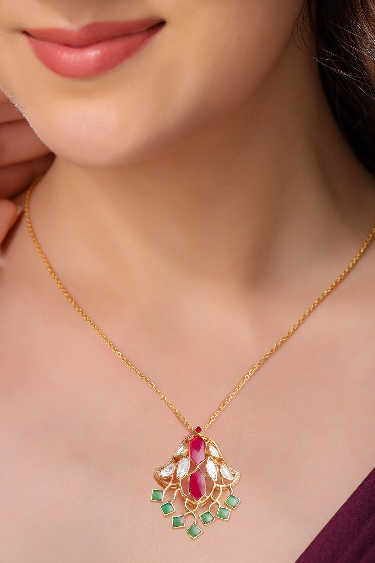 Designer Moissanite Pendant Necklace 
