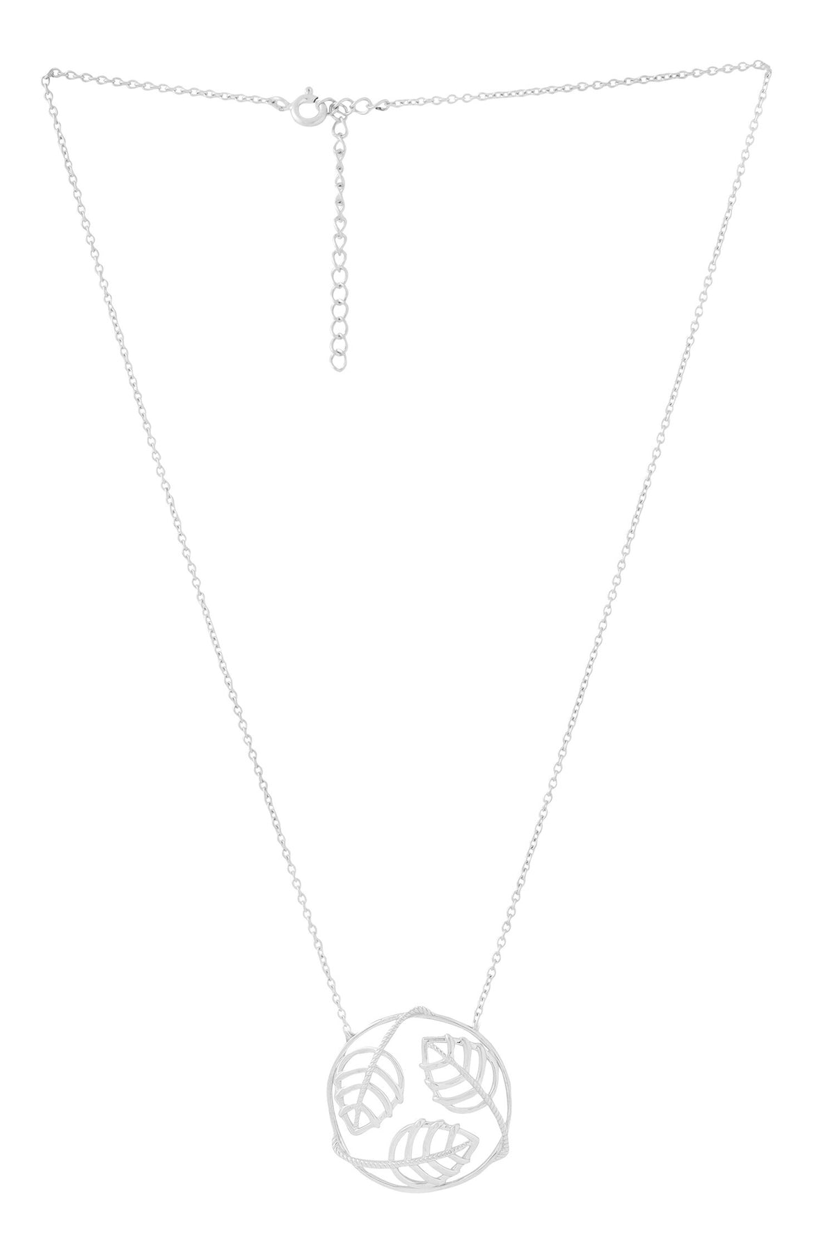 Leaf Design Sterling Silver Pendant Necklace 