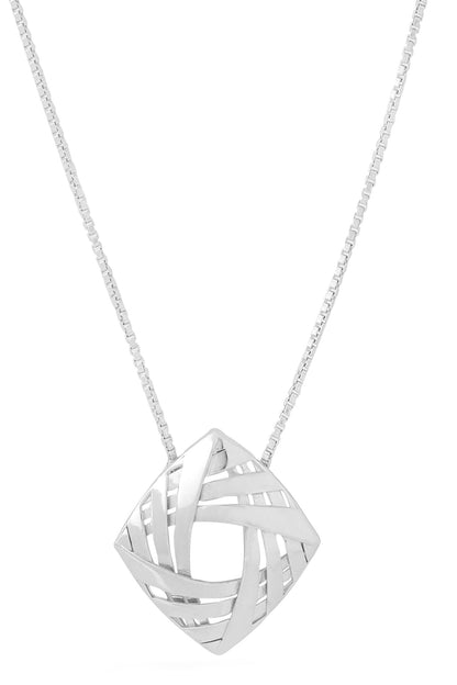 Contemporary Silver Pendant Necklace 