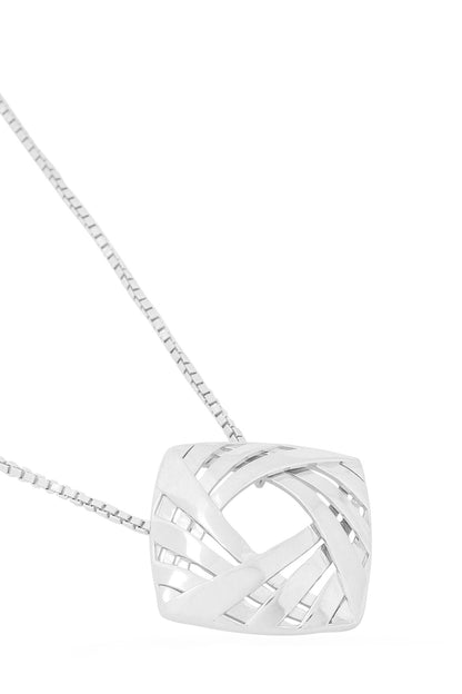 Contemporary Silver Pendant Necklace 