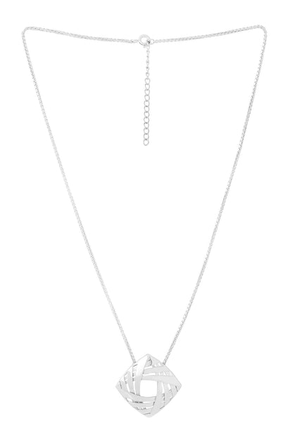 Contemporary Silver Pendant Necklace 