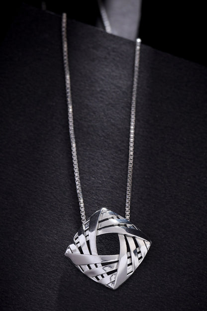 Contemporary Silver Pendant Necklace 