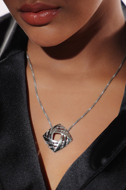 Contemporary Silver Pendant Necklace 