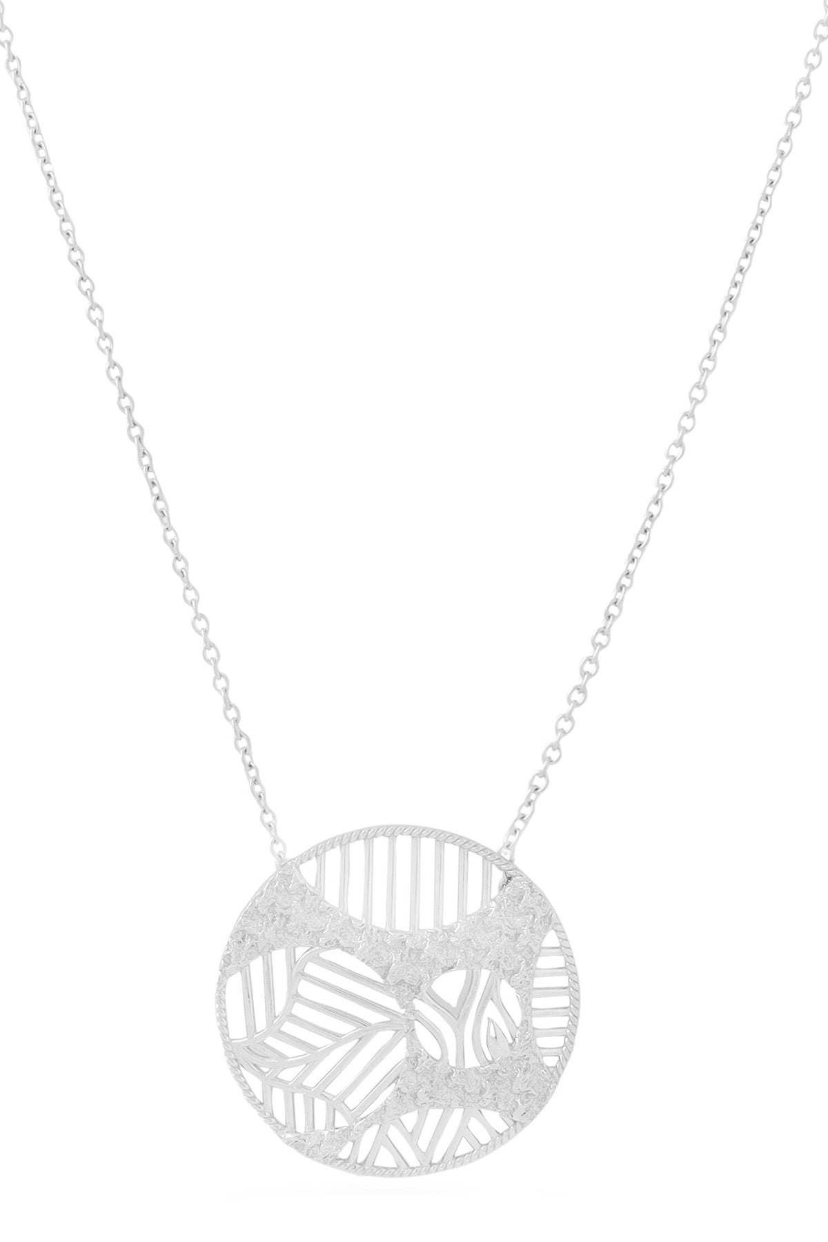 Contemporary Silver Pendant Necklace 