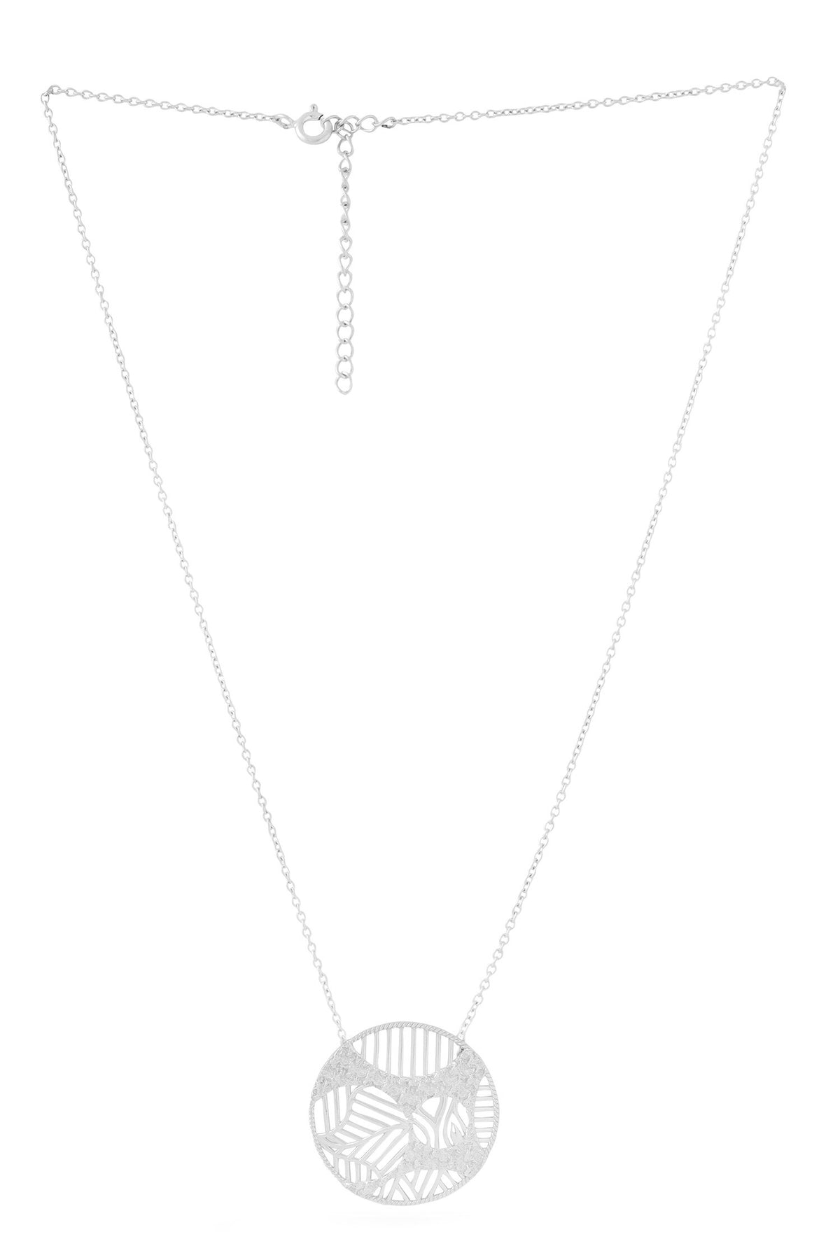 Contemporary Silver Pendant Necklace 