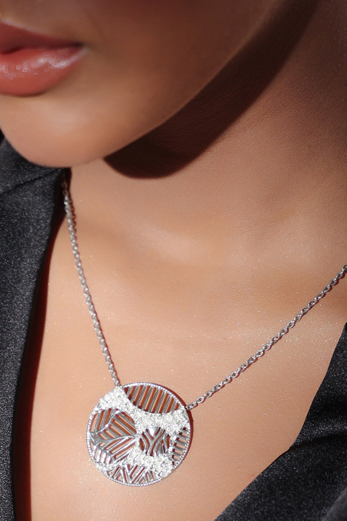Contemporary Silver Pendant Necklace 