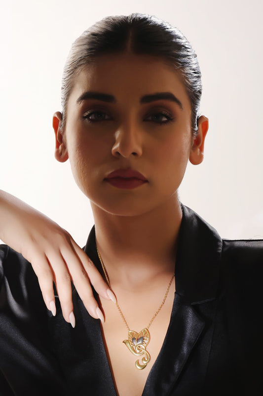 Contemporary Gold Pendant Necklace 