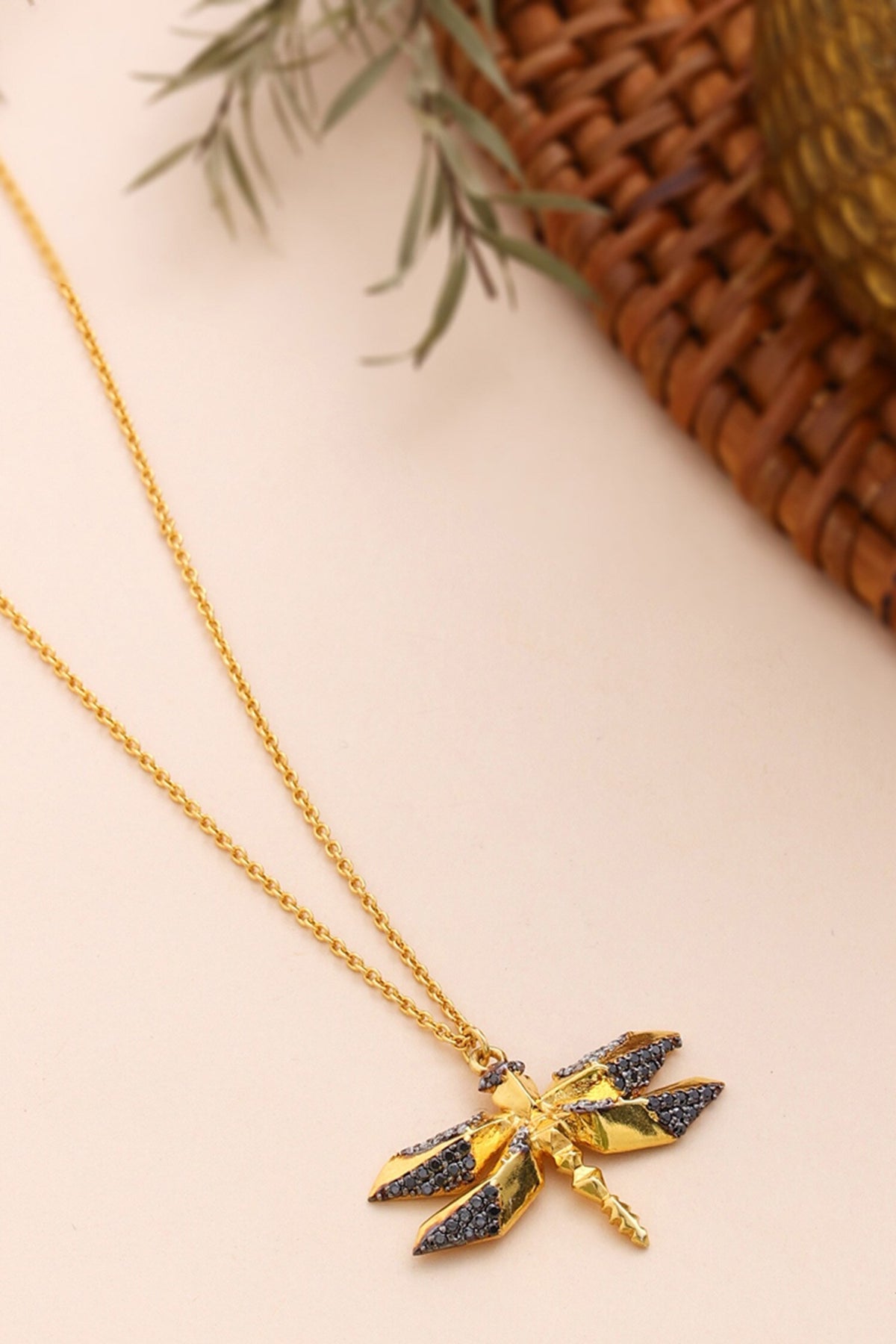 Moissanite Dragonfly Pendant Necklace 