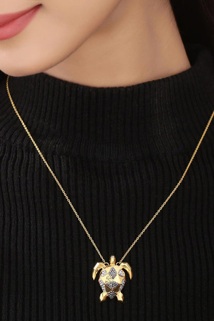 Moissanite Turtle Pendant Necklace 