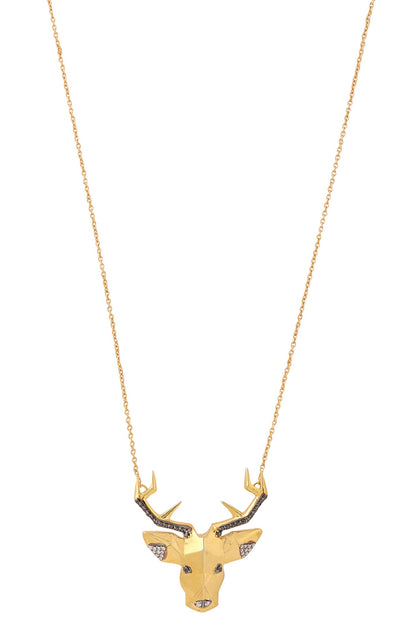 Moissanite Deer Head Pendant Necklace 