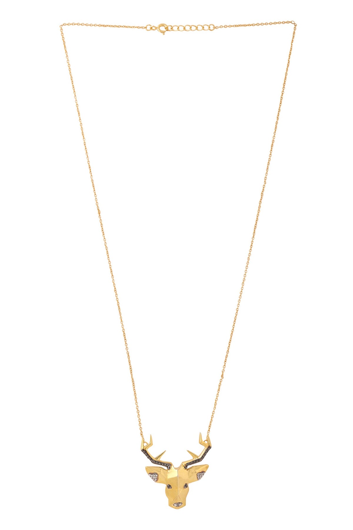Moissanite Deer Head Pendant Necklace 