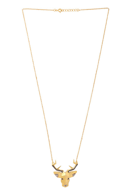 Moissanite Deer Head Pendant Necklace 
