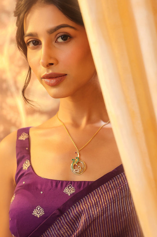 Contemporary Gold Pendant Necklace 