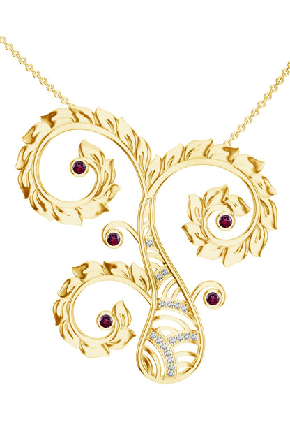 Floral Design Pendant Necklace 
