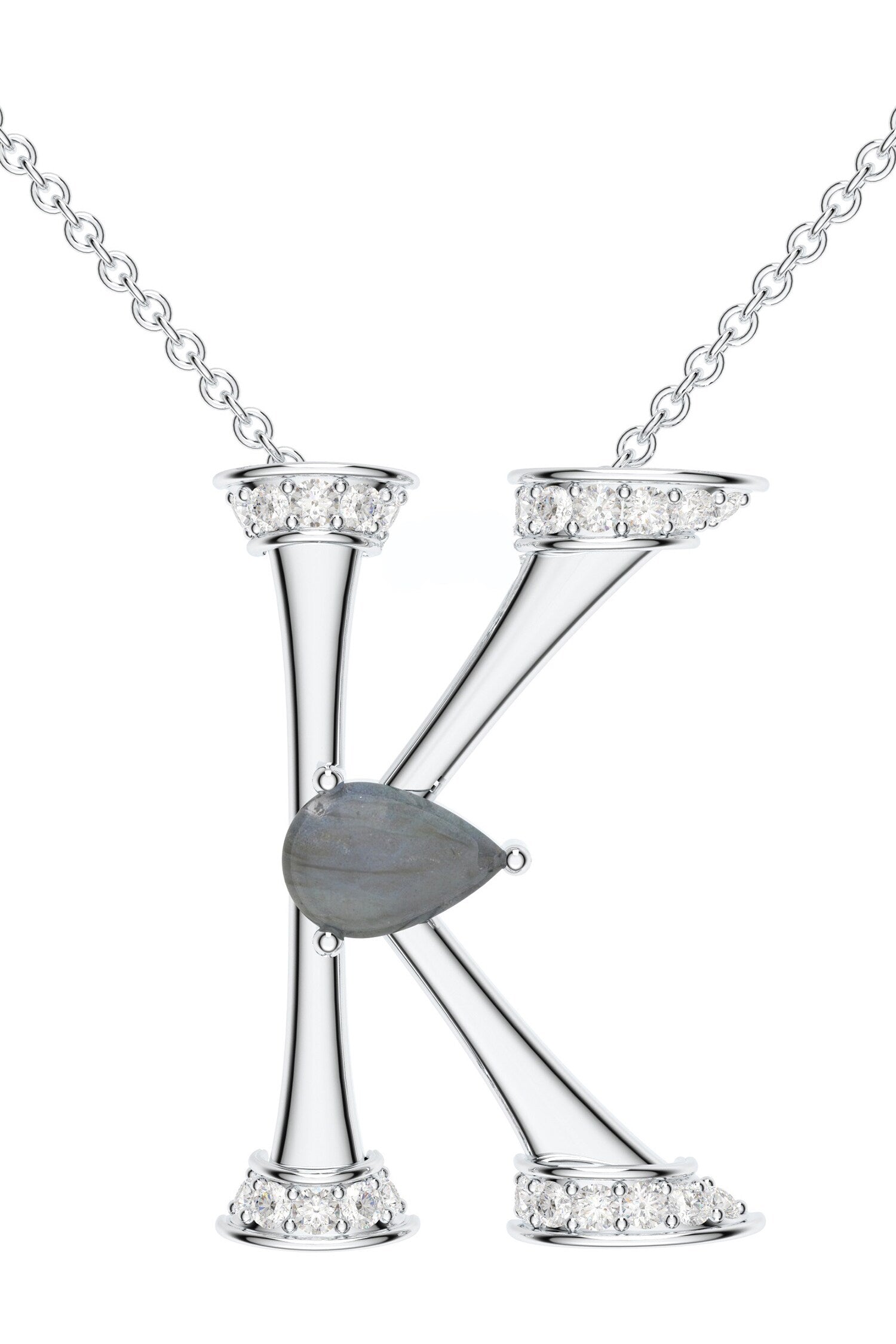 Silver Moissanite Pendant Necklace 