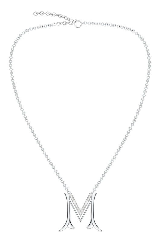 Moissanite Silver Initial Pendant Necklace 