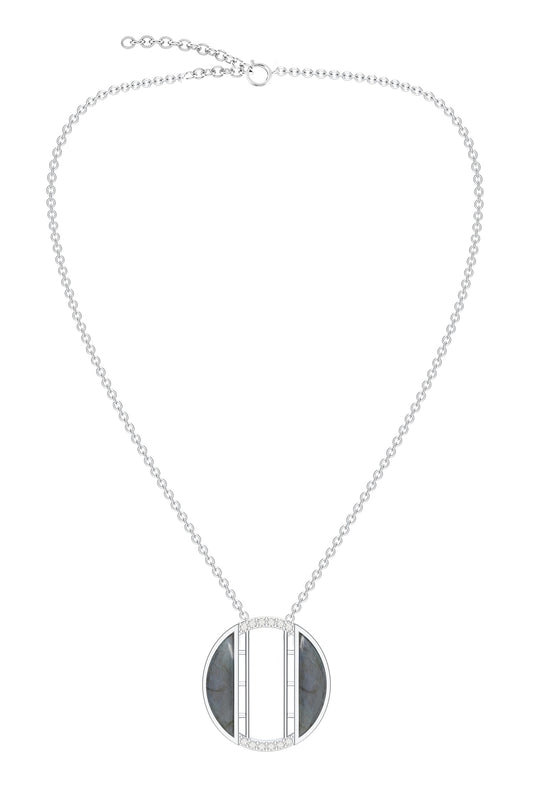 Contemporary Moissanite & Labradorite Pendant Necklace 