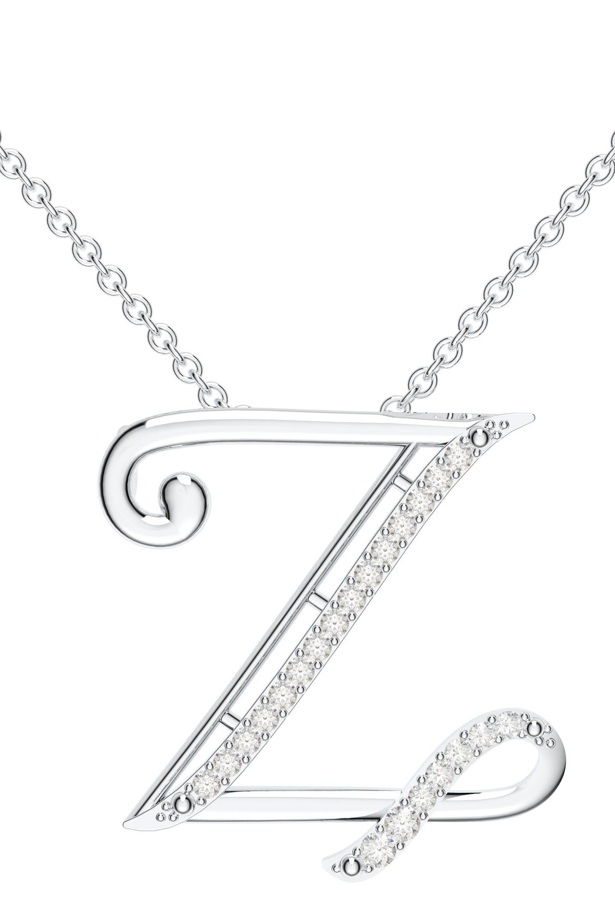 Moissanite Initial Pendant Necklace 