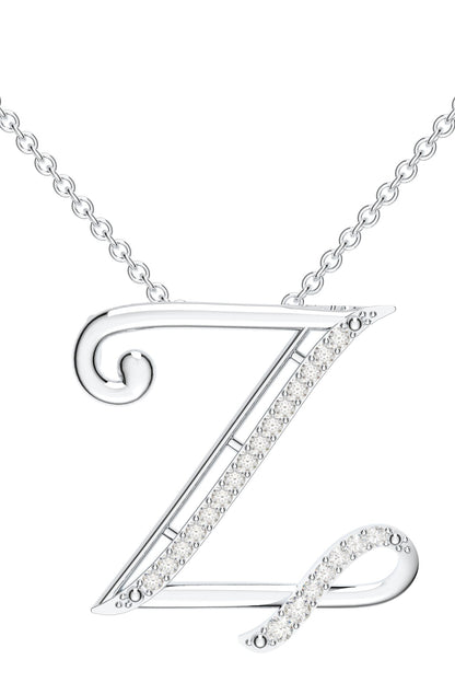Moissanite Initial Pendant Necklace 