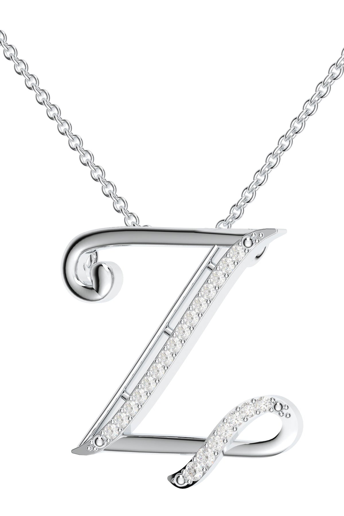 Moissanite Initial Pendant Necklace 