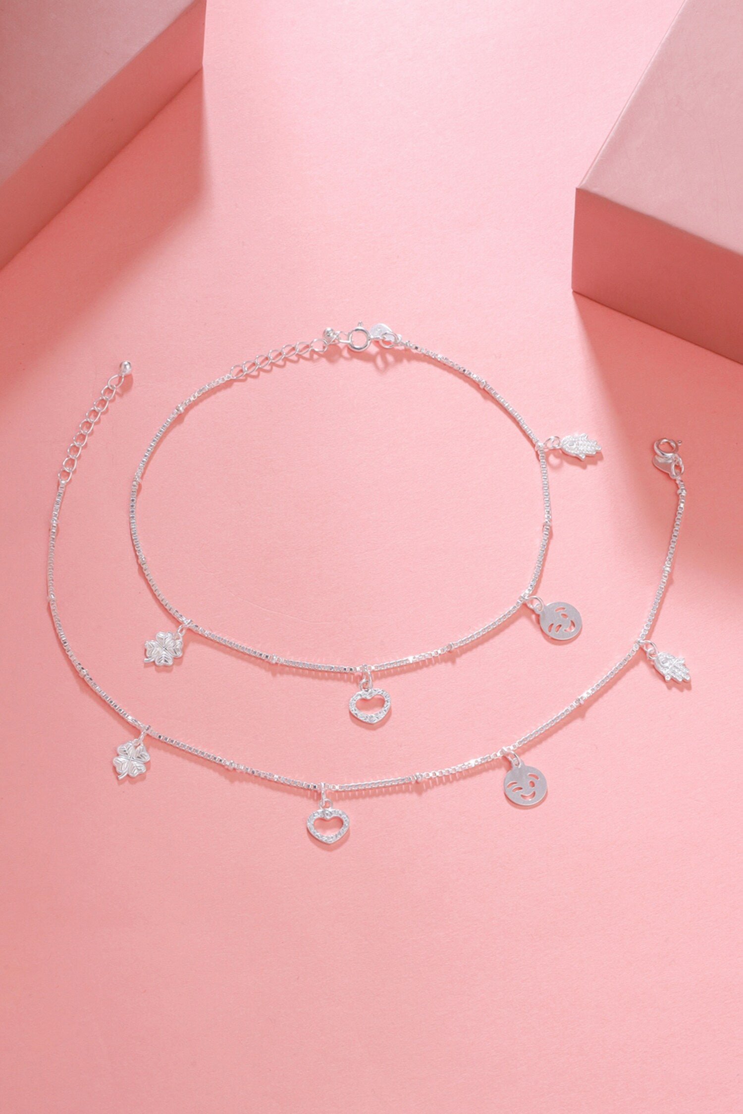 Designer Sterling Silver Anklet Set 