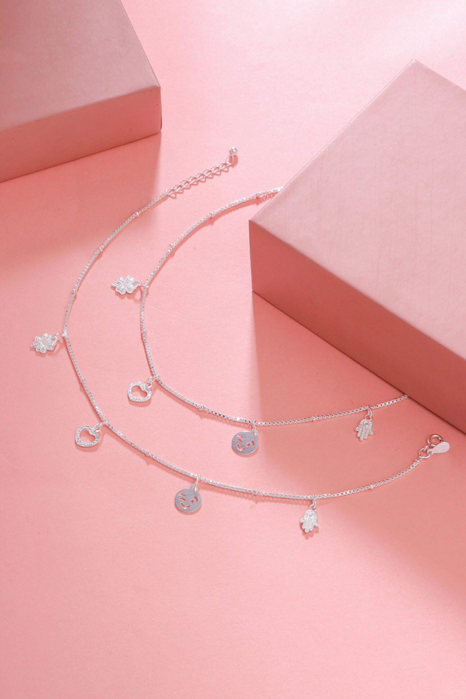 Designer Sterling Silver Anklet Set 