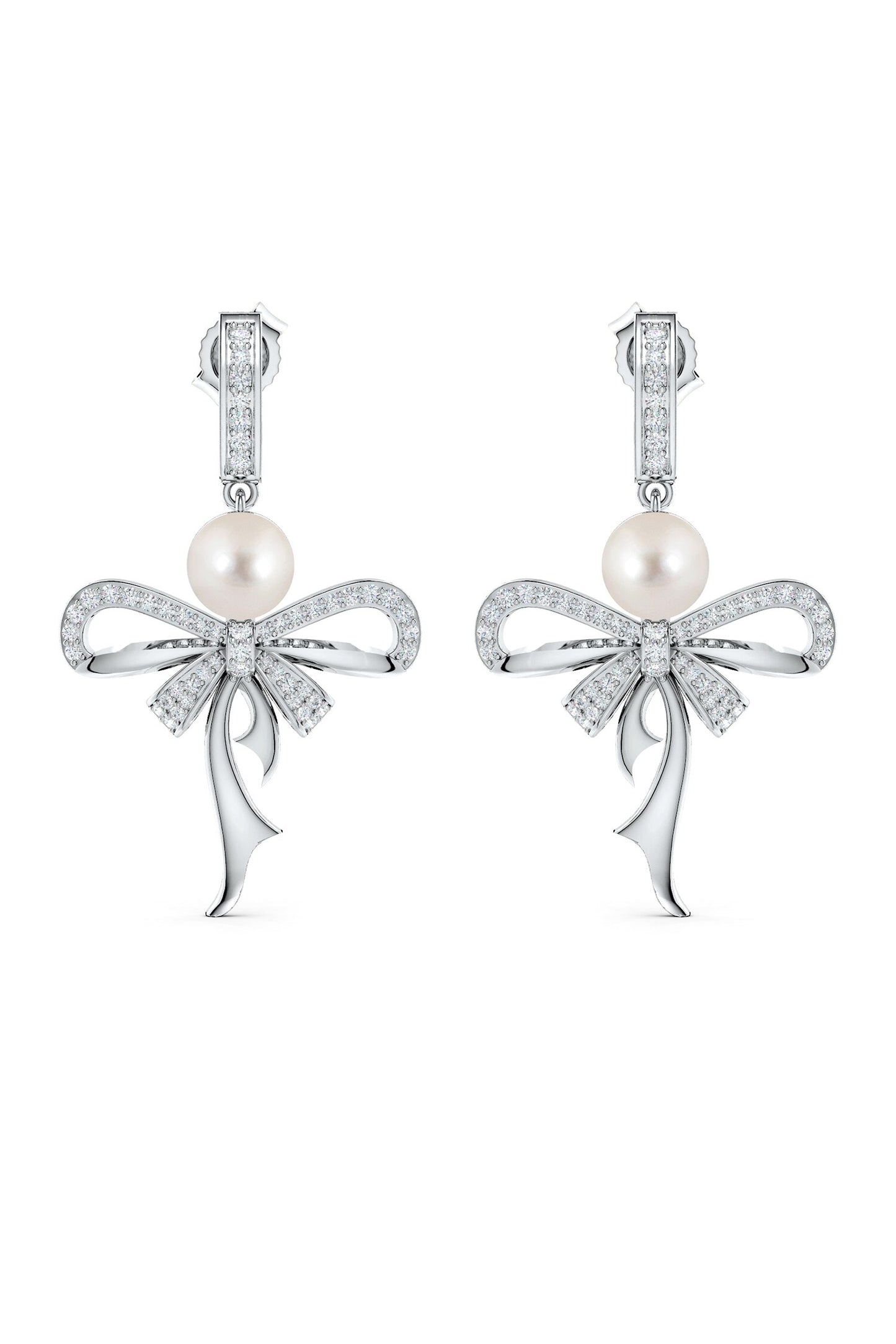 Designer Moissanite Pearl Drop Earrings 