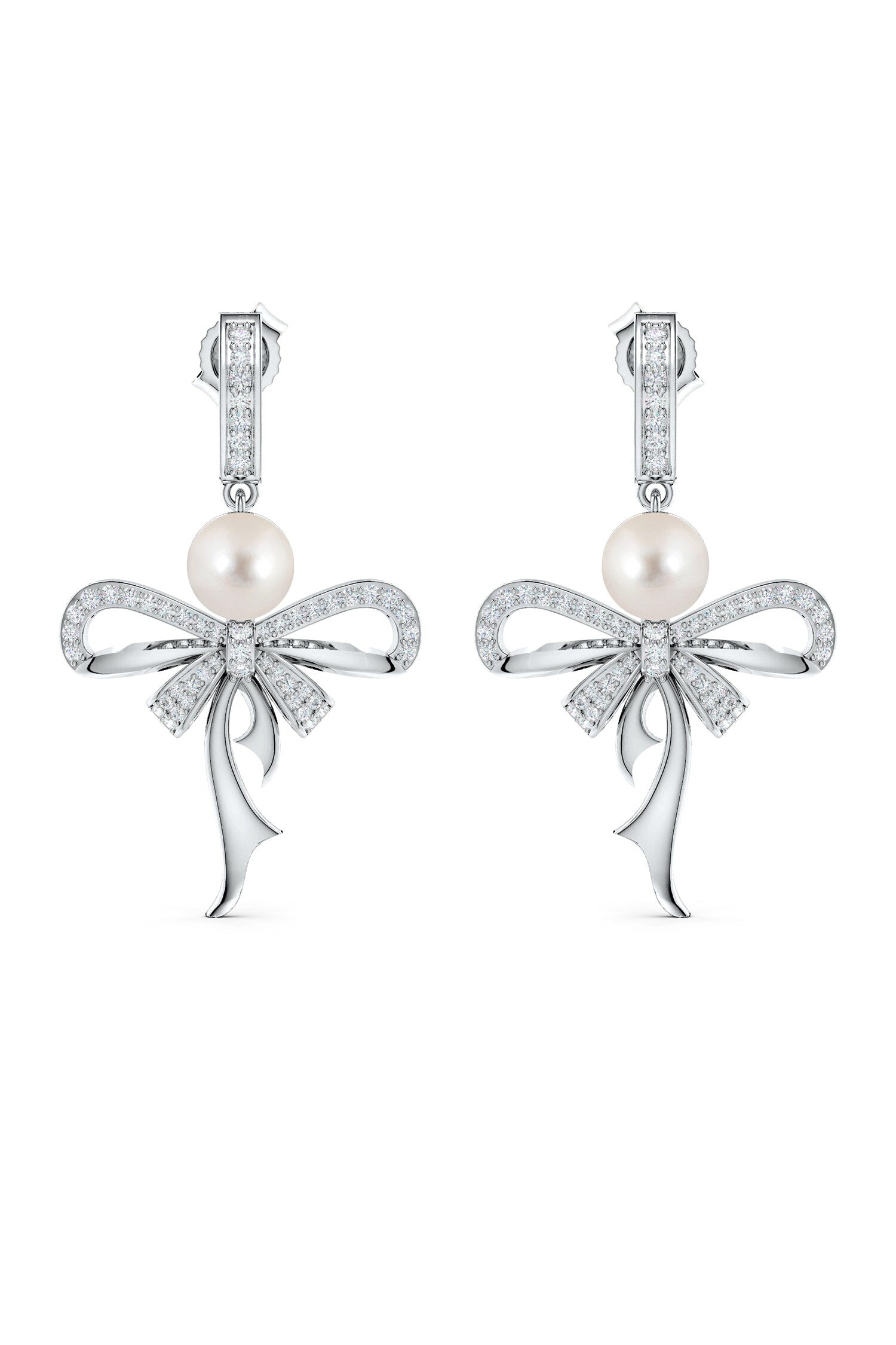 Designer Moissanite Pearl Drop Earrings 