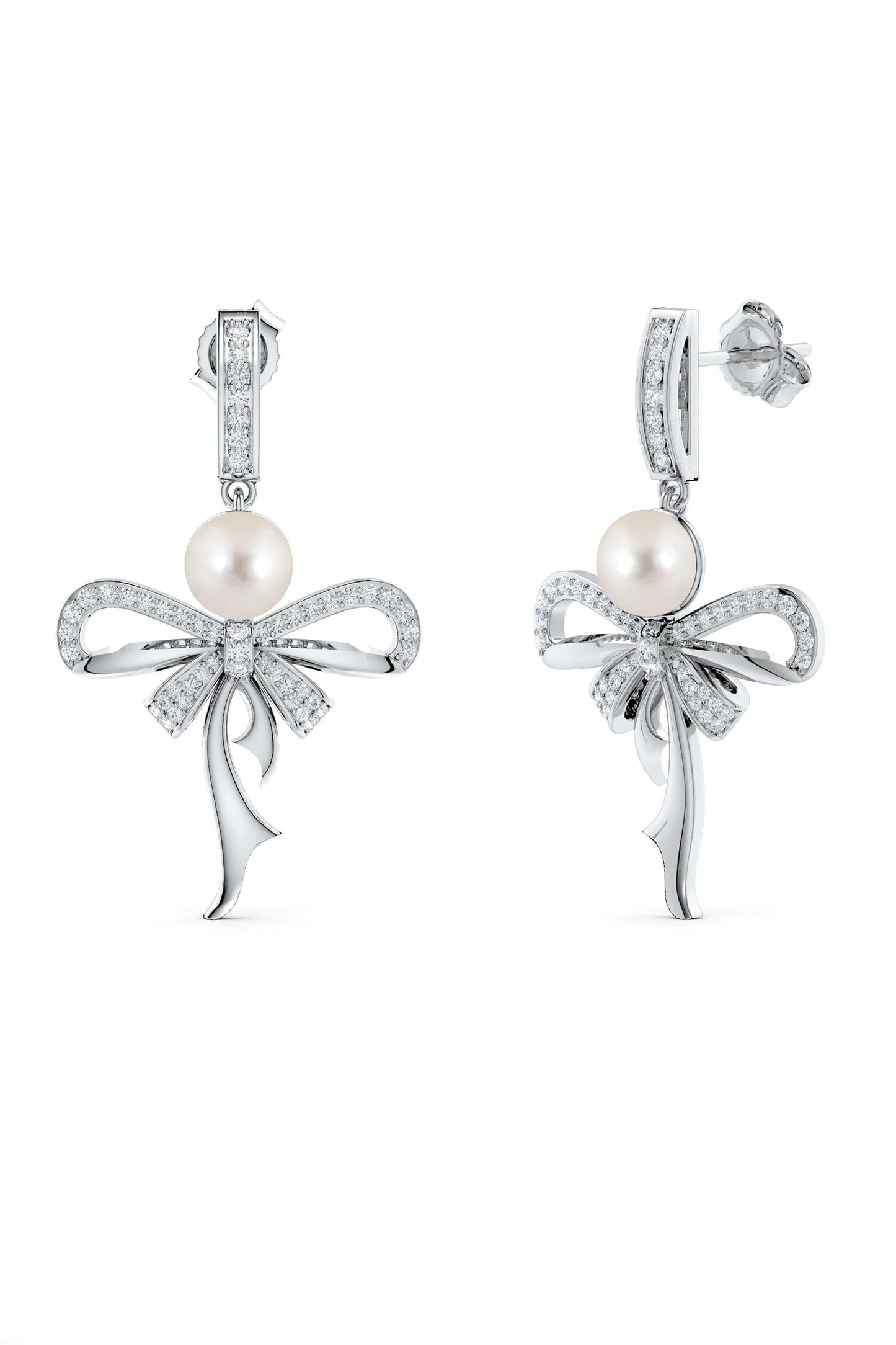Designer Moissanite Pearl Drop Earrings 