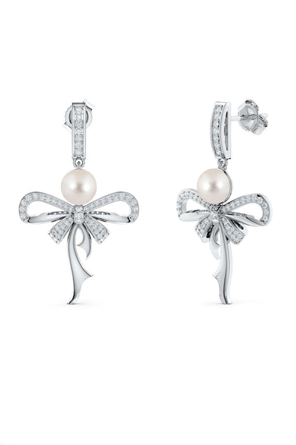 Designer Moissanite Pearl Drop Earrings 