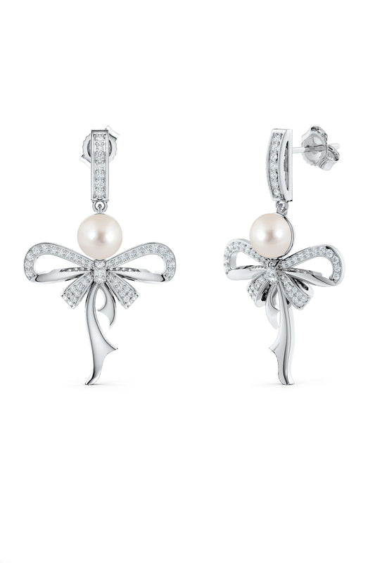 Designer Moissanite Pearl Drop Earrings 