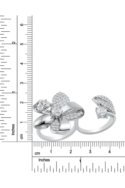Floral Motif Sterling Silver Ring 