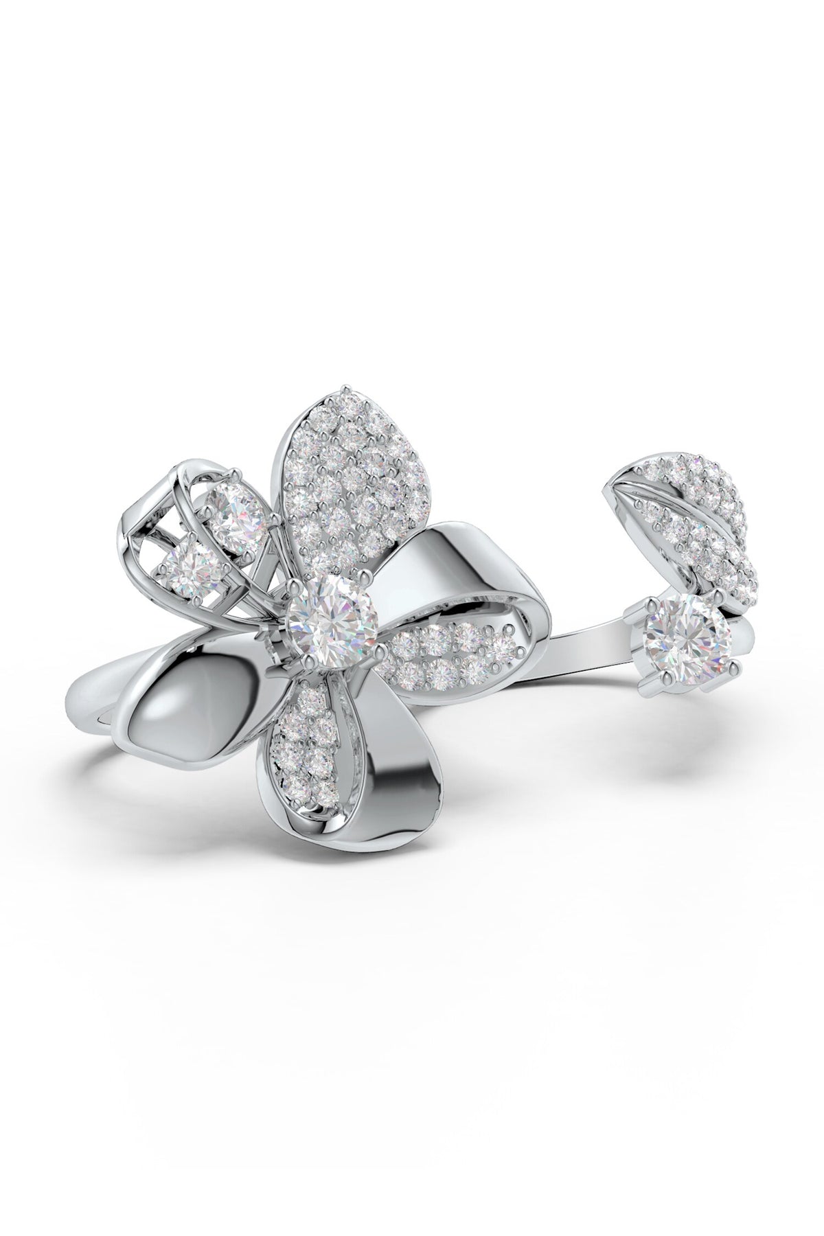 Floral Motif Sterling Silver Ring 