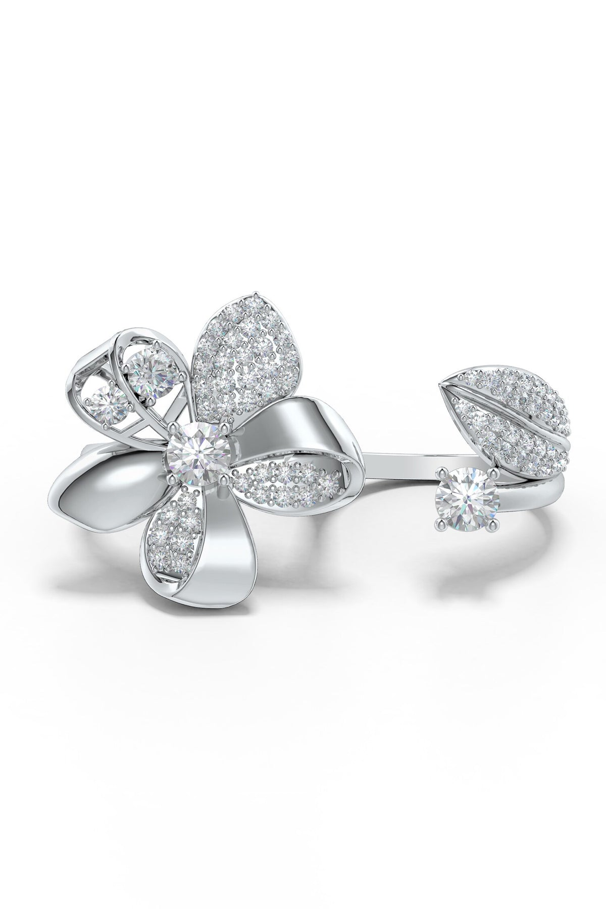 Floral Motif Sterling Silver Ring 
