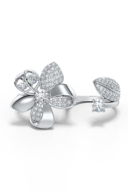 Floral Motif Sterling Silver Ring 