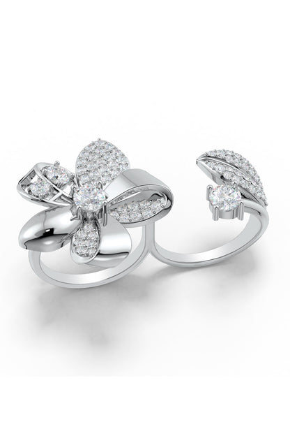 Floral Motif Sterling Silver Ring 