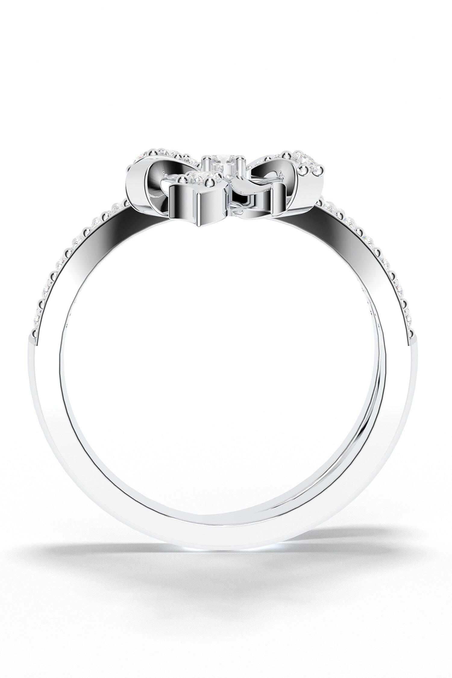 Moissanite Bow Design Sterling Silver Ring 
