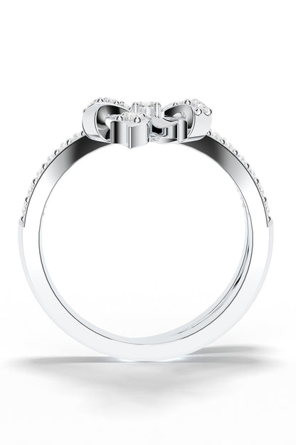 Moissanite Bow Design Sterling Silver Ring 