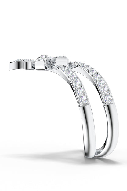 Moissanite Bow Design Sterling Silver Ring 
