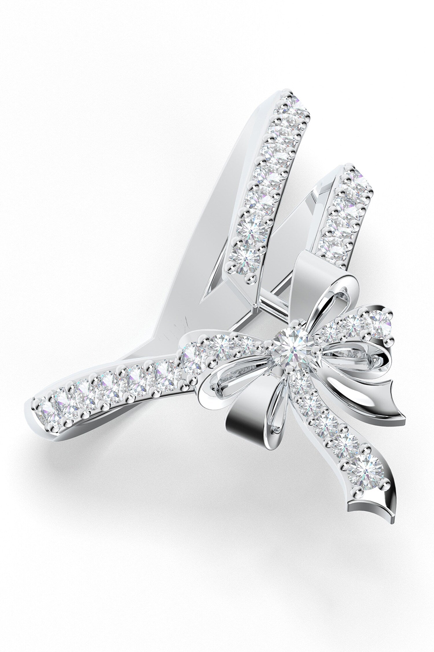 Moissanite Bow Design Sterling Silver Ring 