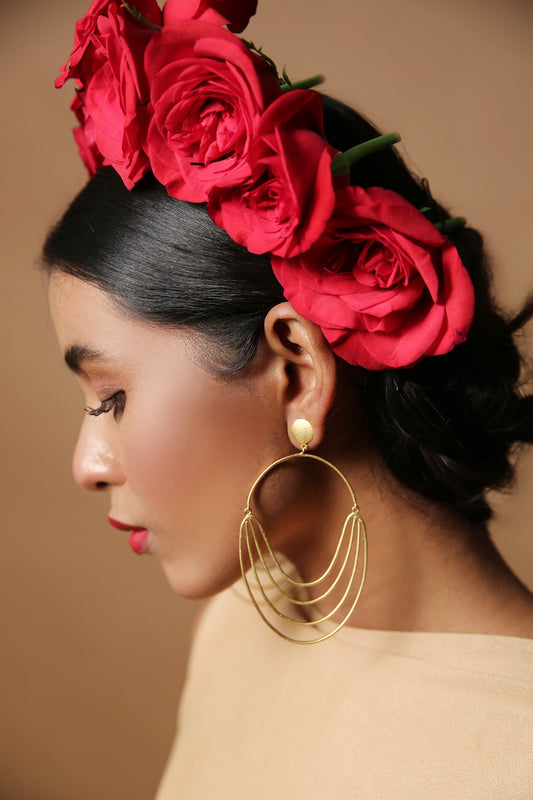Contemporary Gold Dangle Earrings 