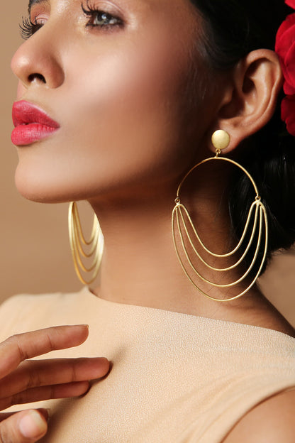 Contemporary Gold Dangle Earrings 