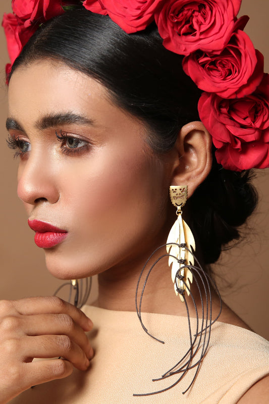 Gold Plated Contemporary Dangler Earrings 