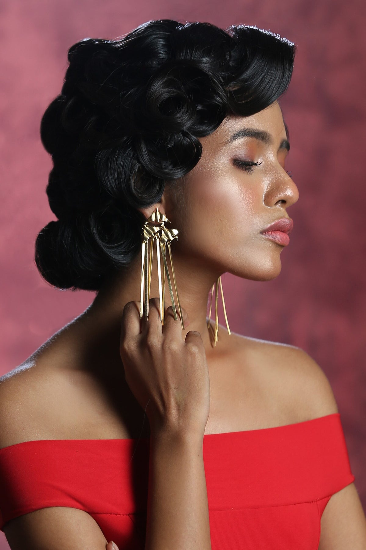 Long Gold Plated Designer Earrings 