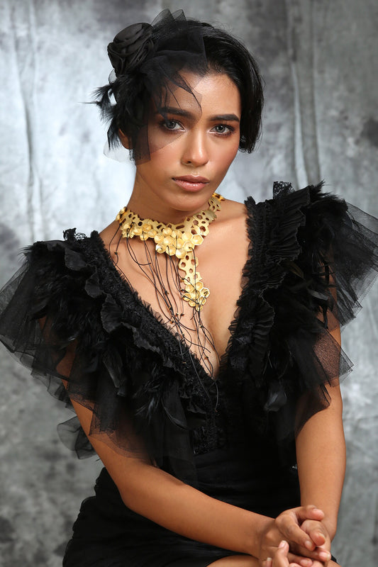 Contemporary Gold Choker Necklace 