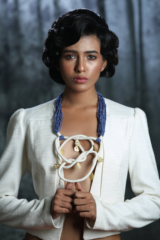 Contemporary Blue & Gold Neck Piece 