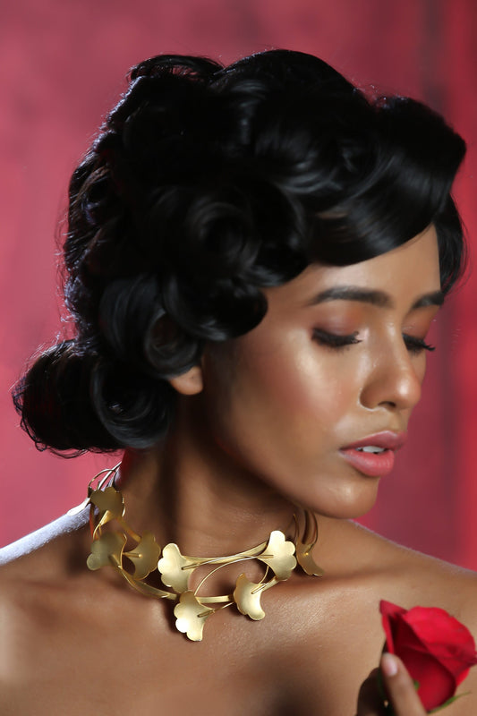 Contemporary Gold Choker Necklace 